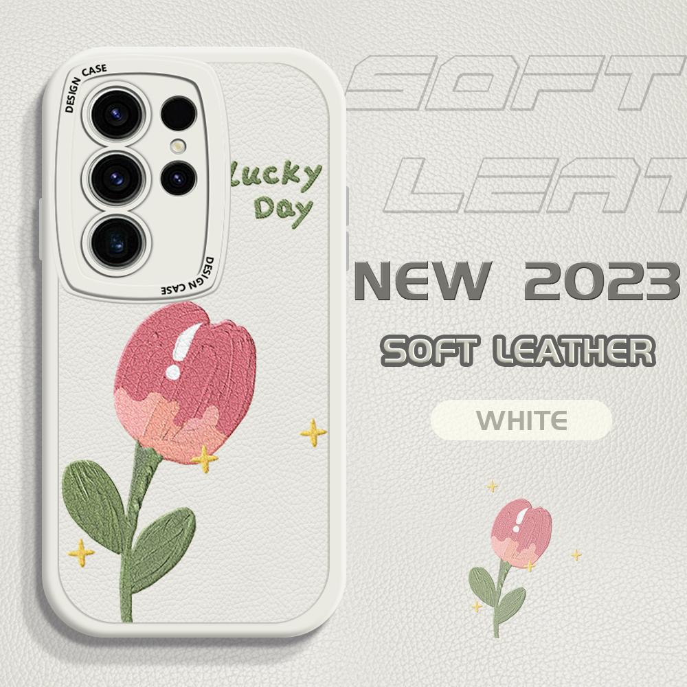 Чехол из искусственной кожи с цветком для Vivo V23E Y15 Y91 Y51 OPPO A9 Reno8 6 Realme 10 Pro C21 C12 C15 C35 Huawei Nova 7i P30 Lite Infinix Hot 10S, чехол для телефона
