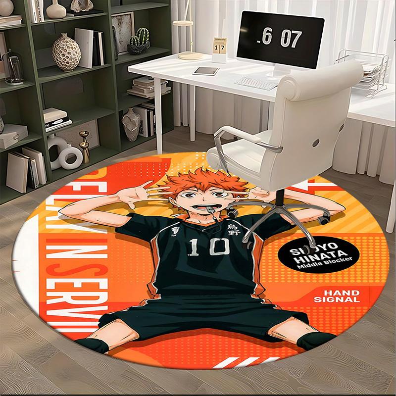 1 шт. Круглый ковер Haikyuu Шоё Хината 10, Коврик под офисное кресло, Нескользящий ковер для декора дома, Сезонный подарок, Подходит для офиса, гостиной