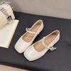 Temperament Single Shoes Women's New Spring and Autumn Retro Mary Jane Shoes Medium Heel Versatile Square Head Small Leather Shoes