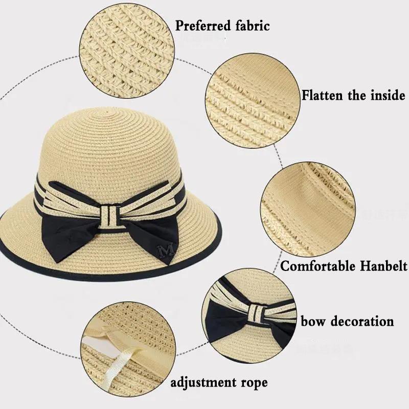 Sun Hat Women Summer Sunshade Sun Hat Beach Hat Bow Cool Hat Casual Fisherman Hat
