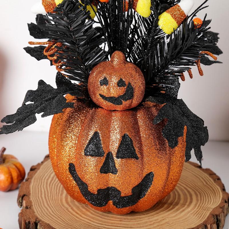Halloween Pumpkin Planter Decor With Stem Insert Plastic Scary Ornament Party Tabletop Or Outdoor Display