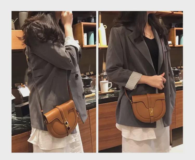 2024 женская модная сумка-седло из натуральной кожи полукруглой Т-образной формы через плечо