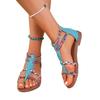 Женские богемные сандалии-гладиаторы в стиле колор-блок - Летние пляжные римские сандалии на плоской подошве широкой полноты, этнические ремешковые повседневные сандалии для улицы