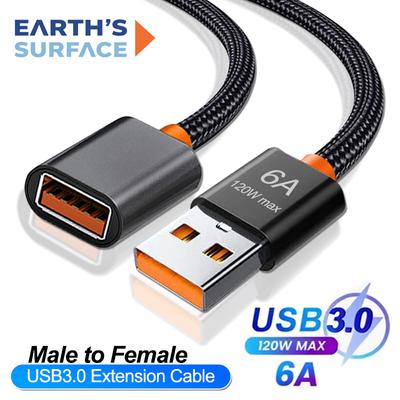Кабель-удлинитель USB 3.0 6A 120 Вт USB A папа-мама Кабели-удлинители для ПК Камера PS3 Ноутбук ТВ Высокоскоростной шнур-удлинитель для передачи данных