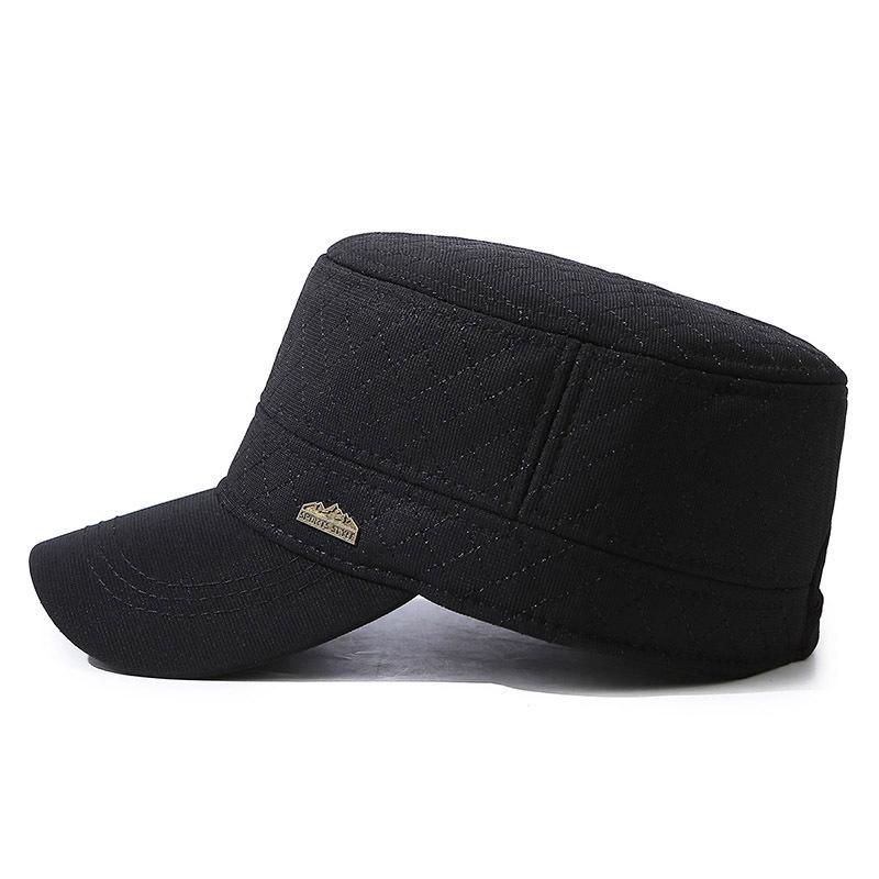 Middle-Aged and Elderly Military Caps Men's Autumn Winter Wool Flat Cap Old Man Velvet Thick Warm Ear Protection Cap