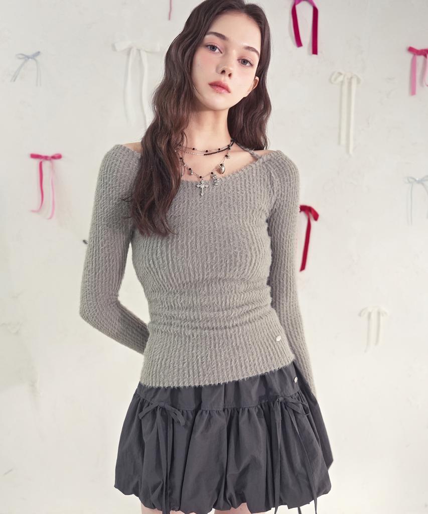 VIVACIOUS Kiss Contour Line Knit_4Colors