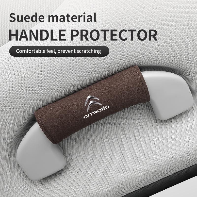 AQP4 Car Interior Roof Handle Cover Suede Roof Grab Handle Grip For Citroen C3 C4 C5 C1 C2 Berlingo Celysee Xsara Picasso Accessories