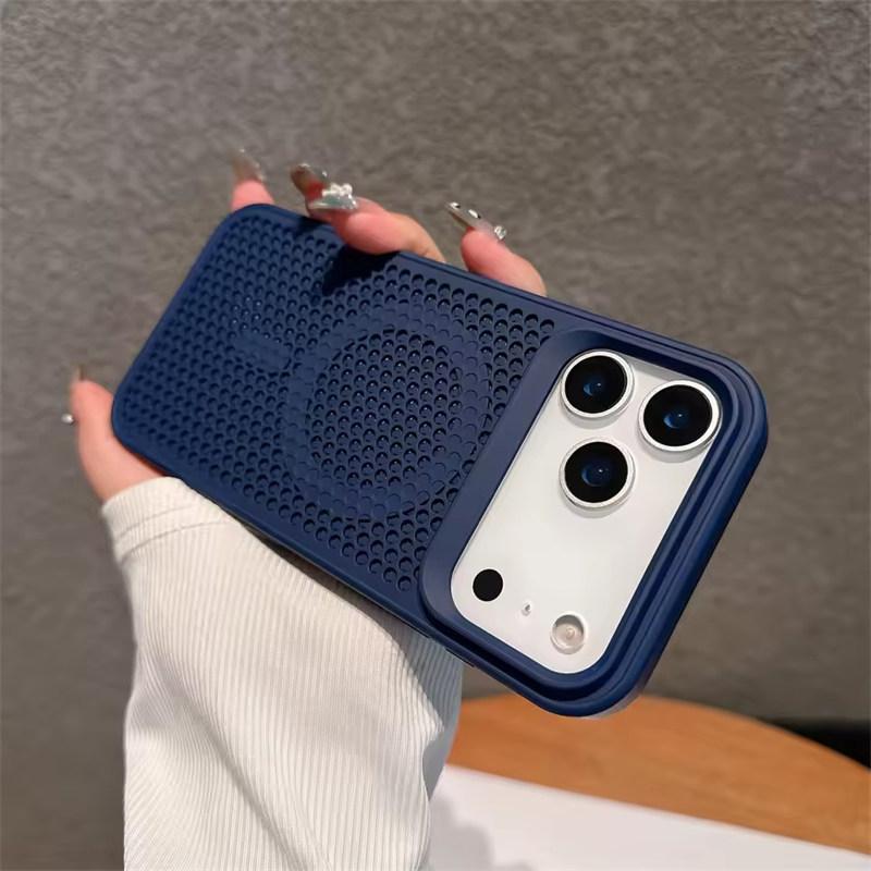 Сетчатый чехол для отвода тепла для беспроводной зарядки Magsafe для iPhone 17 16 15 14 Plus 13 12 11 Pro Max 17 Air Дышащая твердая крышка