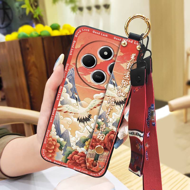 Waterproof Elderly lady Phone Case For Redmi A4 5G For Mom Wrist Strap Silicone Protective Soft case Phone Holder Ring