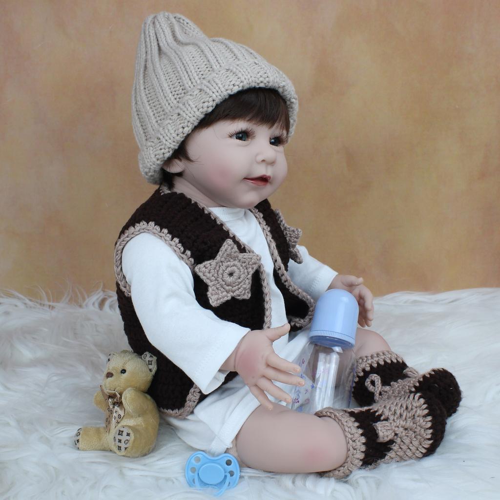 BZDOLL 55 CM Soft Silicone Reborn Baby Boy Doll For Girl Like Real 22 Inch Realistic Lisa Toddler Dress Up Bebe Play House Toy