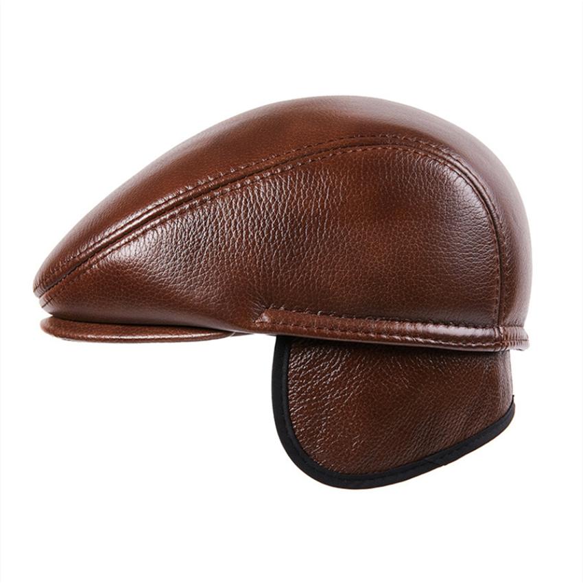 EFei первый слой из воловьей кожи, бейсболка, брендовая мужская берет для газетчика, зимние теплые шапки, шапки из воловьей кожи