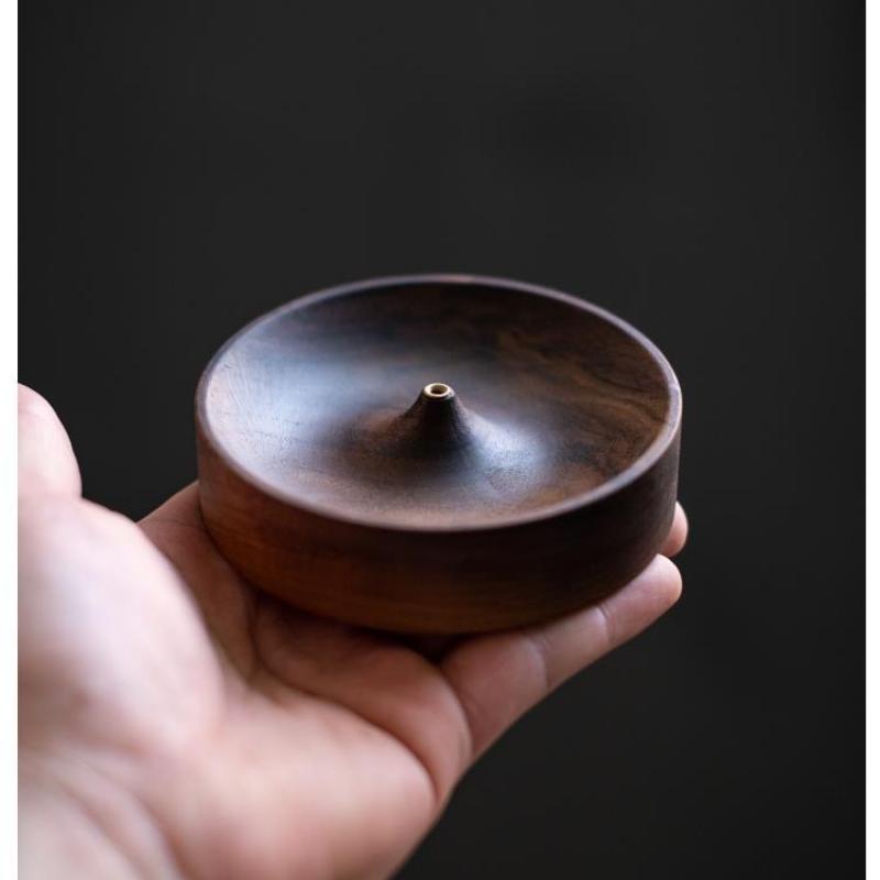 Solid Wood Incense Holder - Handcrafted Circular Incense Burner for Tea Ceremony, Agarwood Tray Stand & Incense Base