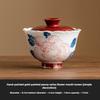 Hand-painted Relief Gold Peony Flower Lid Bowl Tea Cup Single High-end Kung Fu Tea Set Ceramic Tea Bowl with Lid