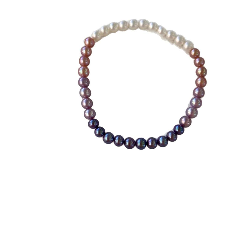 Purple-White Gradient Freshwater Pearls (4-5mm) - Versatile Candy Colors, Small Fresh Design.