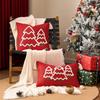 Cross-Border Christmas Tree Embroidered Canvas Pillowcases with Tassels for Sofa Decoration