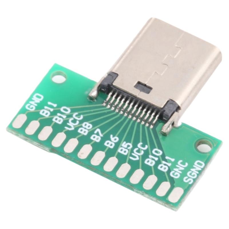 24-контактная паяльная плата PCB Type C Female USB 3.1 Тестовая плата Скорость 10 Гбит/с Передача данных Обновления для устройств Отладка