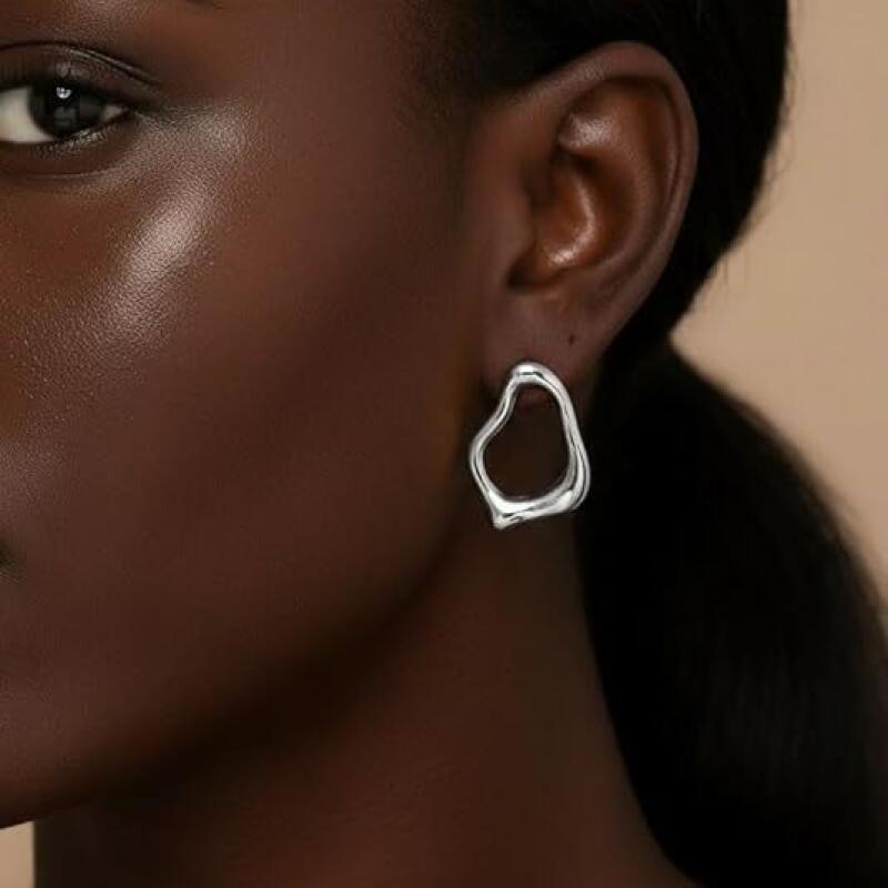 Stainless Steel Irregular Shaped Drop Earrings for Women Lady Classic Geometric Hollow Stud Earrings Banquet Jewelry Accessories