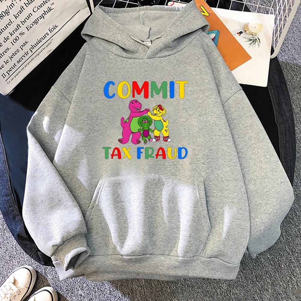 Толстовка Commit Tax Fraud с длинным рукавом, мультяшным графическим принтом, новинка, пуловеры, худи