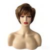 Short Straight Hair Wig Women Fashionable Textured Bob Synthetic Mechanically Light Brown