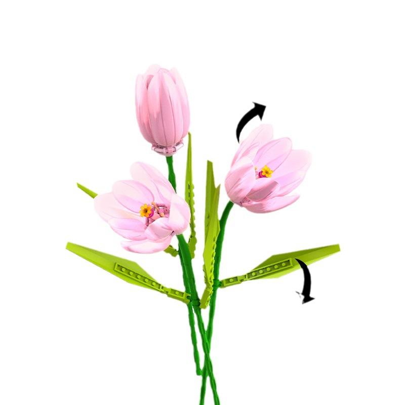 Серия креативных цветов, имитация тюльпана, настольное украшение, строительные блоки, кирпичи, игрушки, рождественские подарки