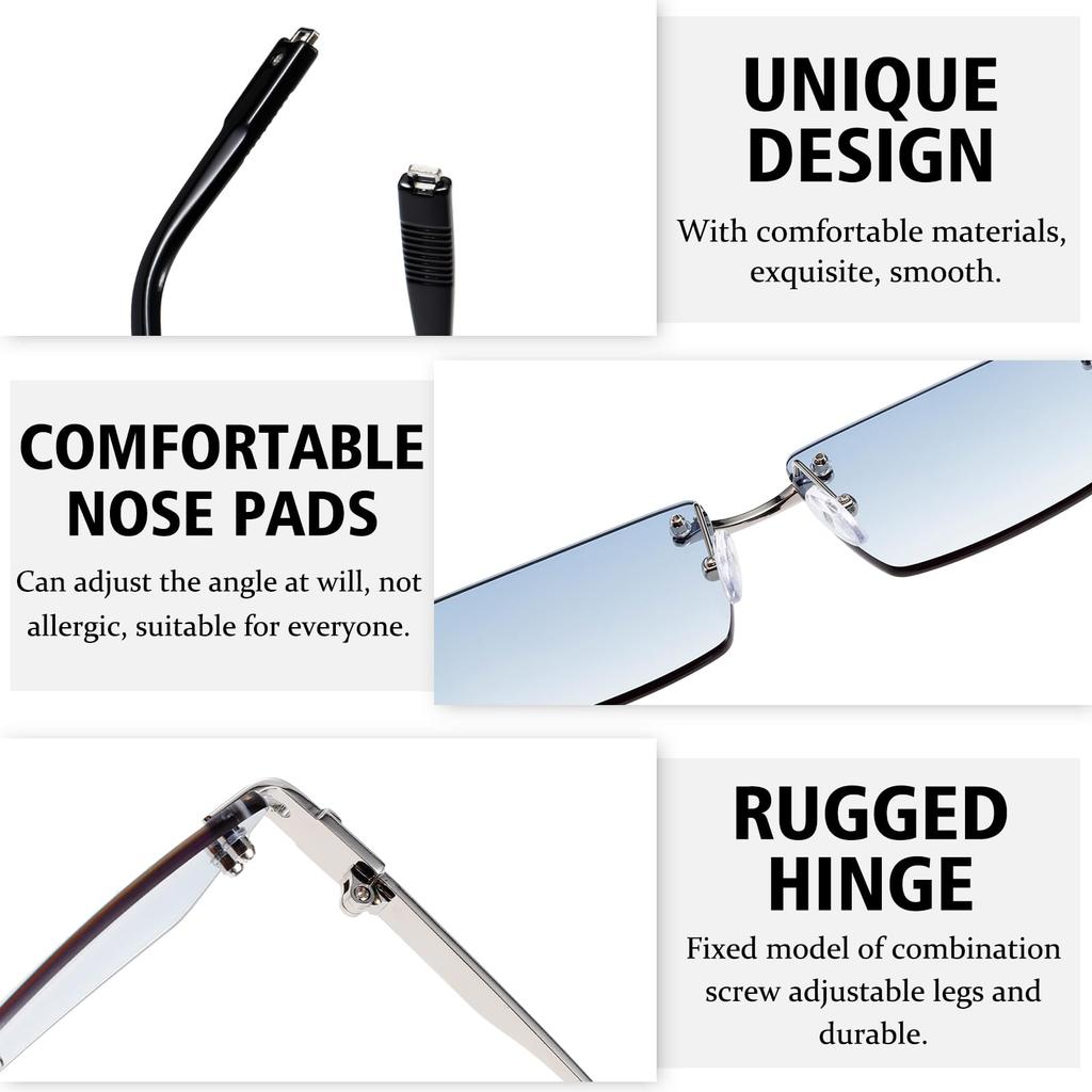 Солнцезащитные очки без оправы в стиле ретро, прямоугольные, очень маленькие, с линзами в оправе [SHEEN KELLY] для мужчин и женщин, прозрачные