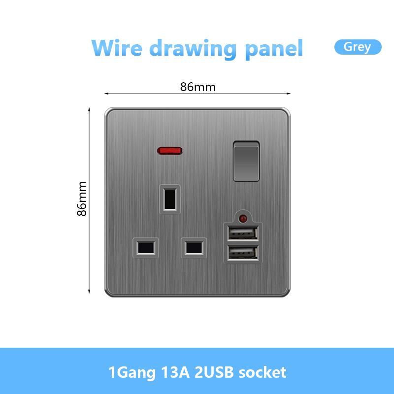 Универсальная 5-контактная розетка, стандартная британская настенная розетка USB на 13 А, 3-контактная электрическая розетка 220 В со светодиодным индикатором