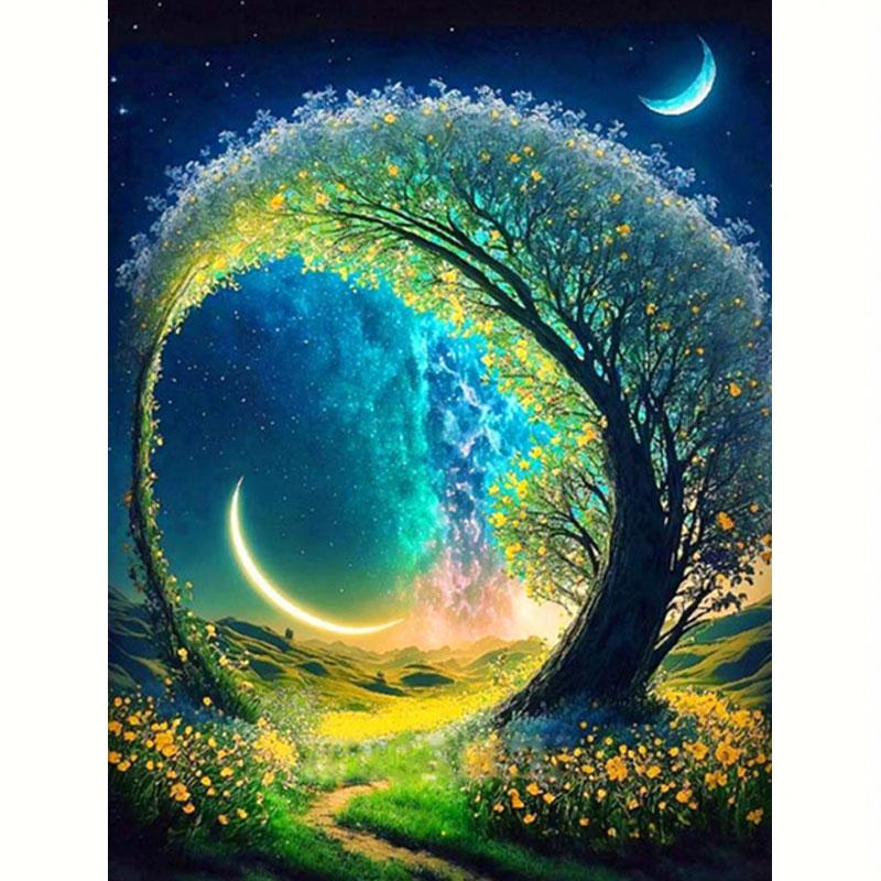 5D Diamond Painting Tree Landscape Handicraft Moon Mosaic Embroidery Art Rhinestone Home Decor 30x40cm/12x16inch