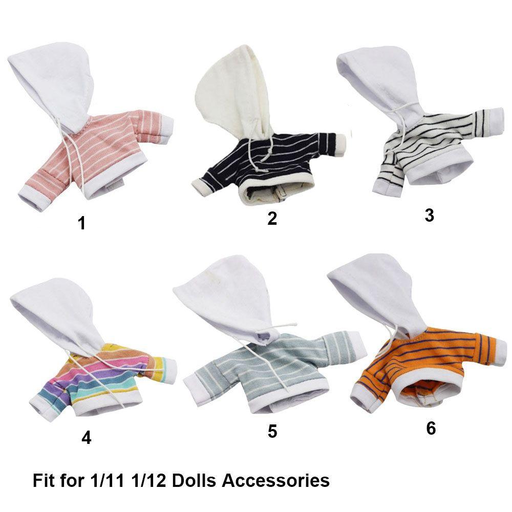 6 Colors 11,1/12 Doll Candy Colors Long Sleeve Clothes Doll Coat T-shirt Sweater Striped Sweatshirt