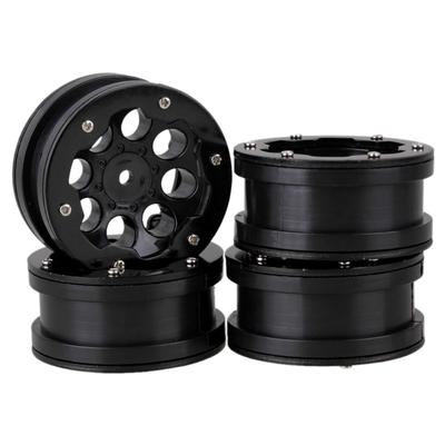 Mxfans 4 шт. Пластиковые и алюминиевые диски для RC-скалолаза, RC 1:10 Скалолазов, 8 Отверстий, Прочные (черный)