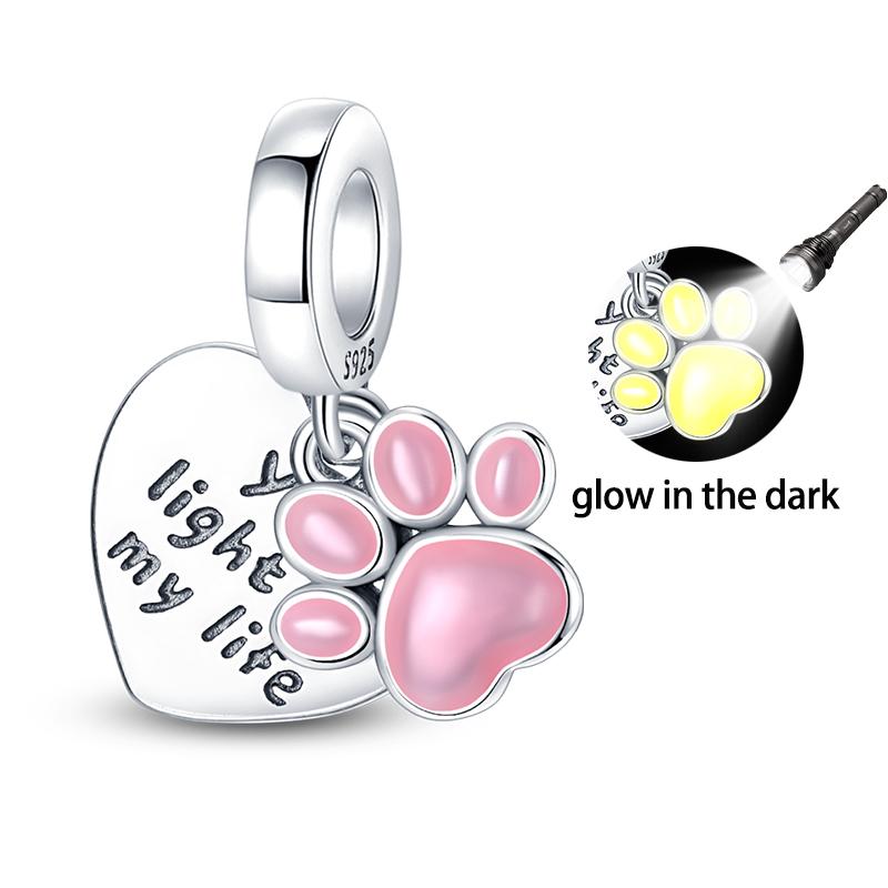 925 Silver Charm Beads Glowing Luminous Firefly Star Light Bulb Pendant for Bracelet DIY Charms Jewelry