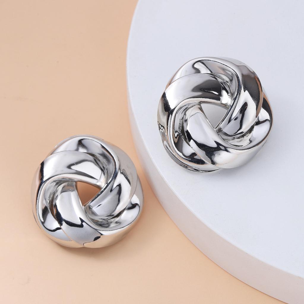 Big Metal Personality button Stud Earrings For Women Gold Statement Spiral Whirlpool Earing New Jewelry