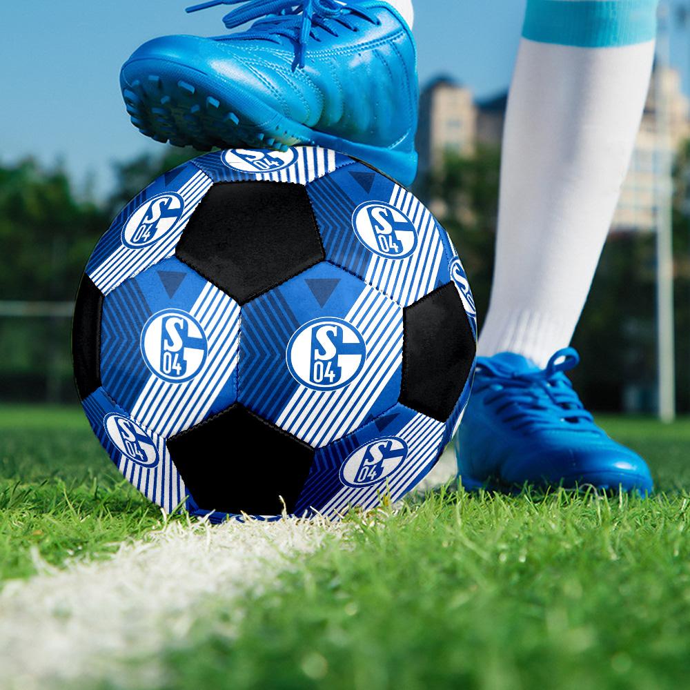 FC Schalke 04 Indoor Soccer Ball Colorful All Ages Size 5 Machine Stitched PVC Competition Ready Durable High-Bounce