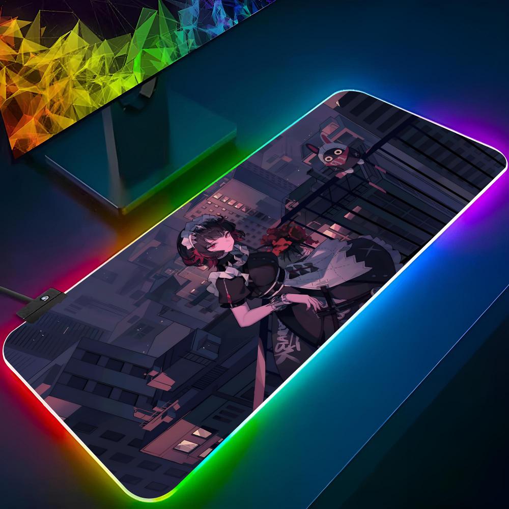 Zenless Zone Zero Коврик для мыши Игровой RGB-коврик с подсветкой Животное Клавиатура Девушка-геймер XXL Коврик для ноутбука Настольные коврики Deskpad