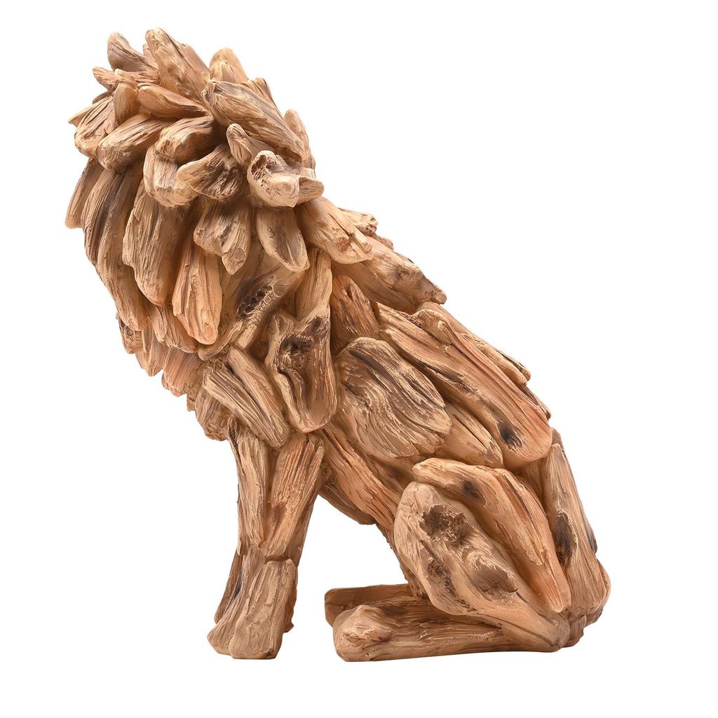 Naturecraft Resin Driftwood Collection Sitting Lion Figurine