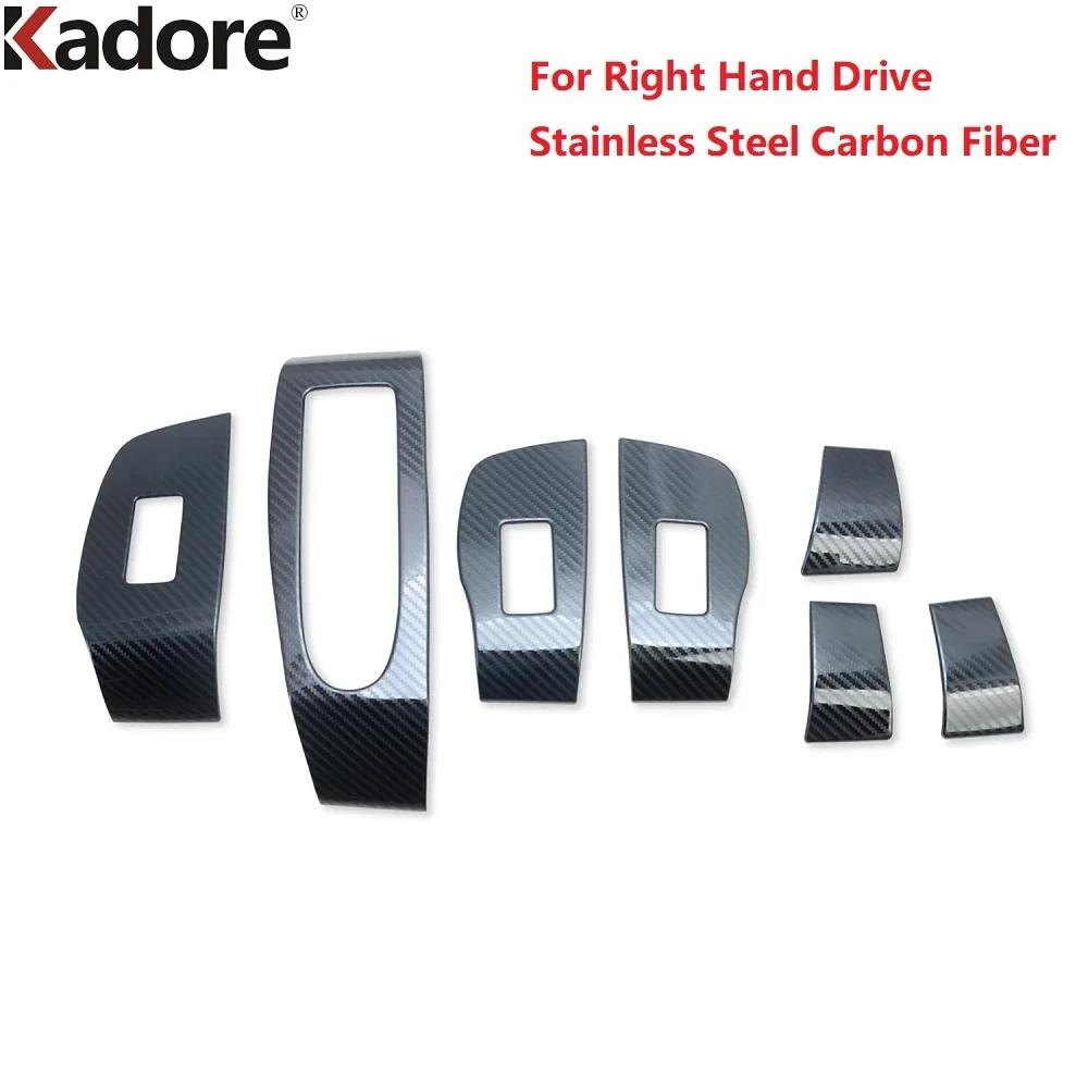 Car Inner Door Window Lift Switch Button Panel Cover Trim For Mazda CX30 CX-30 - 2024 Carbon Fiber Interior Accessories