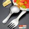 2 шт./компл. из нержавеющей стали, детская ложка, набор вилок с короткой ручкой, зеркальная полировка, мини-мороженое, десерт, чай, суп, ложка, набор вилок, кухонные столовые приборы, посуда