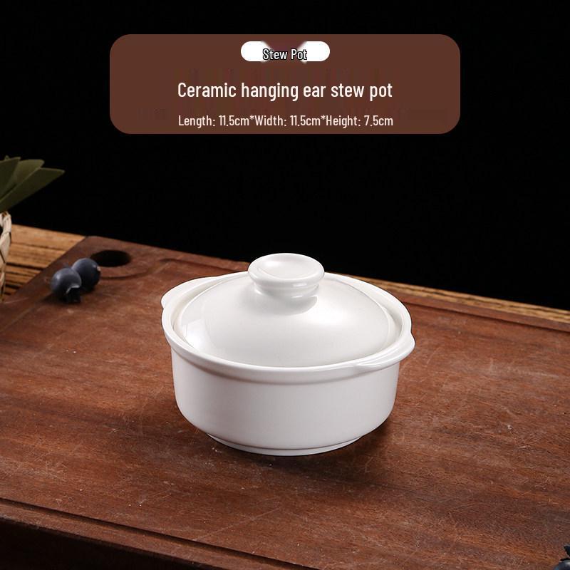 Ceramic Double Boiler Stew Pot with Lid for Soup, Bird's Nest, and Steamed Eggs