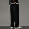 Осенне-весенние мужские брюки с эластичной талией, однотонные, с карманами, свободные, большого размера, прямые, широкие штанины