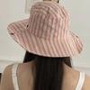 Striped Pattern Korean Version Hat Simple Design Big Eaves Simple Travel Hat Korean Style Shading Function Striped Bucket Hat