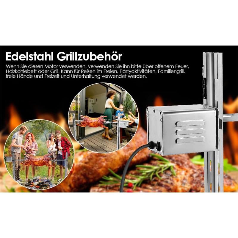 Электрический мотор для вертела-гриля Коза Свинья Курица Барбекю Вертел Вращающийся Вертел Наружные Аксессуары для Барбекю SP-S40 Нержавеющая Сталь