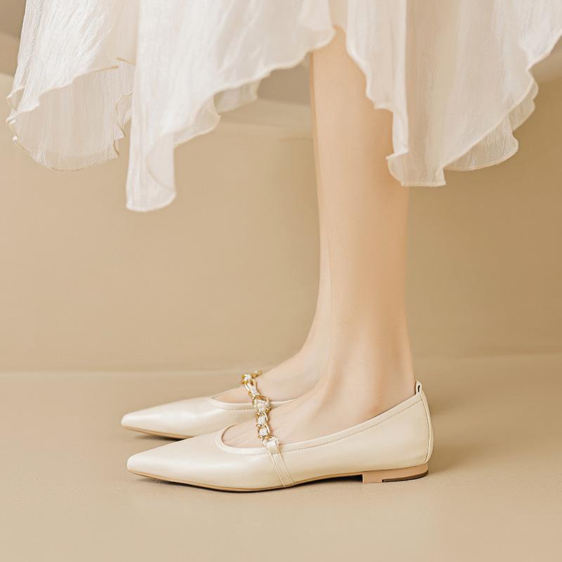 Остроносые туфли-лодочки женские с мелким вырезом летние темпераментные на мягкой подошве Мэри Джейн балетки