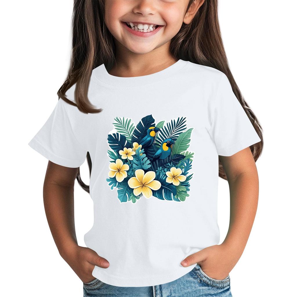 Детская модная повседневная футболка с круглым вырезом и короткими рукавами