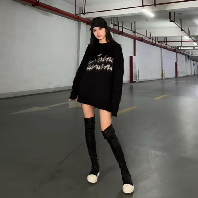 Женские сапоги выше колена на платформе, осенние, на плоском каблуке, для женщин, толстая подошва, зимние, тонкие, эластичные, ботфорты, зимняя обувь