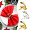 4Pcs Deer Napkin Rings Christmas Napkin Ring Holders Reindeer Napkin Buckle for Holiday Table Decoration