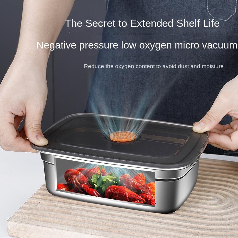 Stainless Steel Crisper, Lunch Box, Sealed Leak-proof Bento Box, Refrigerator Freezer Storage Box, Camping Lunch Box