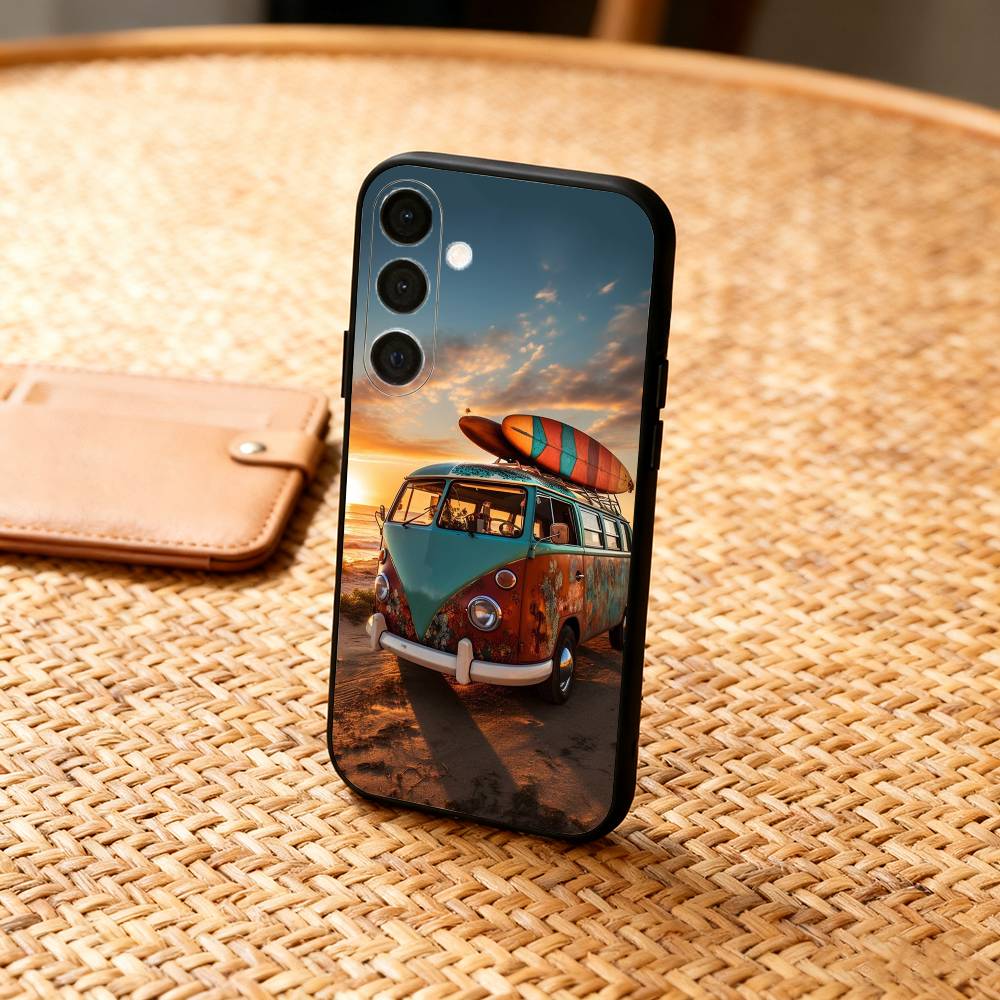 Чехол для телефона C-Combi V-Van Surfs для Samsung A73, A21s, A22, A31, A32, A52, A53, A71, A80, Мягкий черный корпус