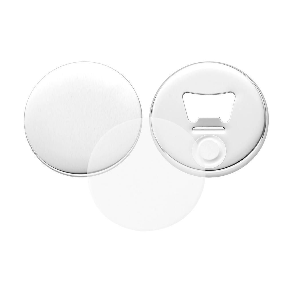 Button Maker Supplies 50 Sets 2.95 in / 75 mm Magnet Button Parts, with Magnetic and Bottle Opener Backs, Metal Shells, Clear Mylar Films, and Blank