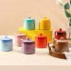 French Gradient Rainbow Ceramic Seasoning Box Household Salt Jar Sugar Jar Seasoning Jar Restaurant Oil Splashed Chili Small Jar