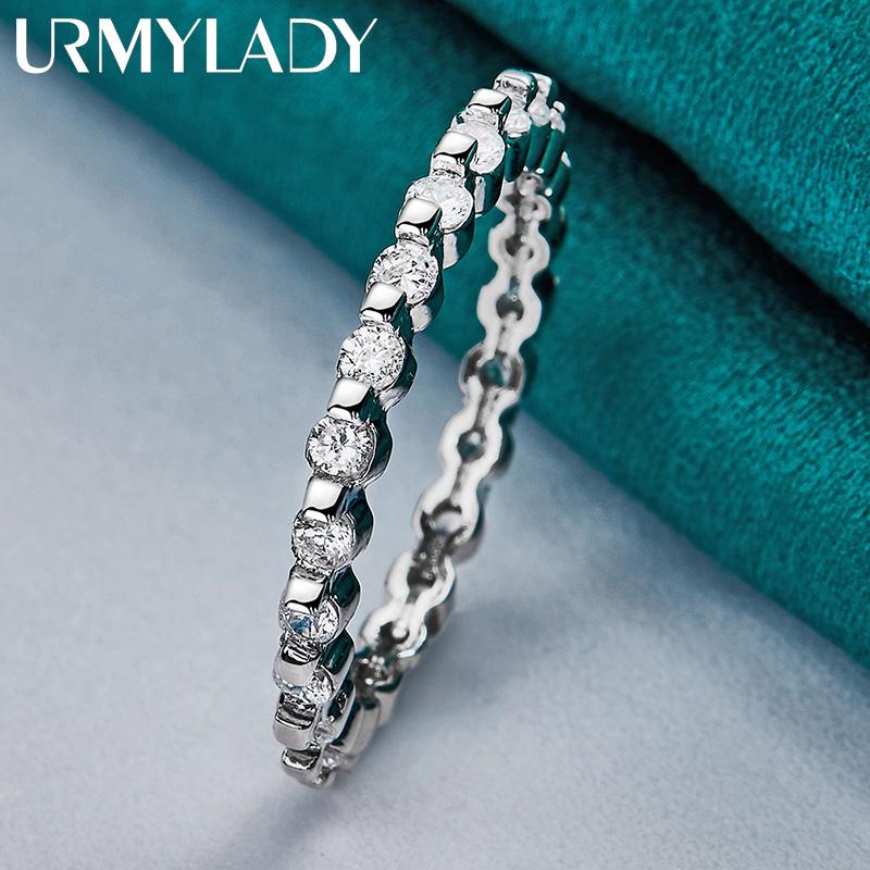 Кольцо из стерлингового серебра 925 пробы с цирконом AAA 7-10 # для женщин, модные очаровательные украшения MR155