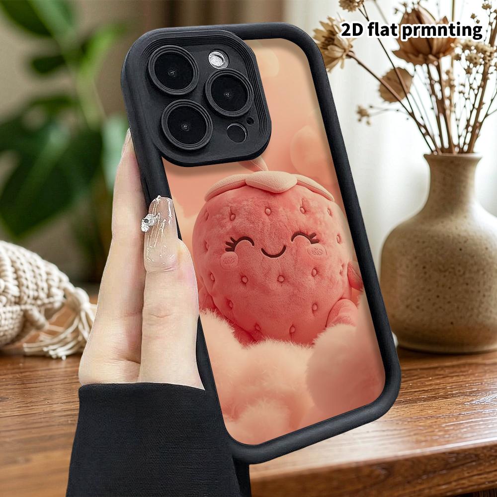 Phone case: 2D flat design suitable for iPhone 18 17 16 15 14 13 Pro protective case, strawberry doll, perfect Christmas and Halloween holiday gift
